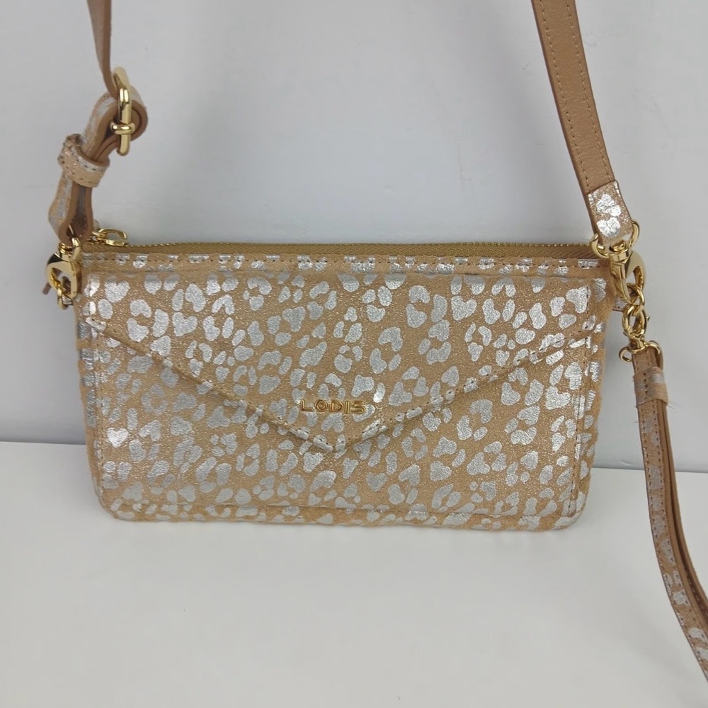 Lodis Tan and Silver Crossbody Bag